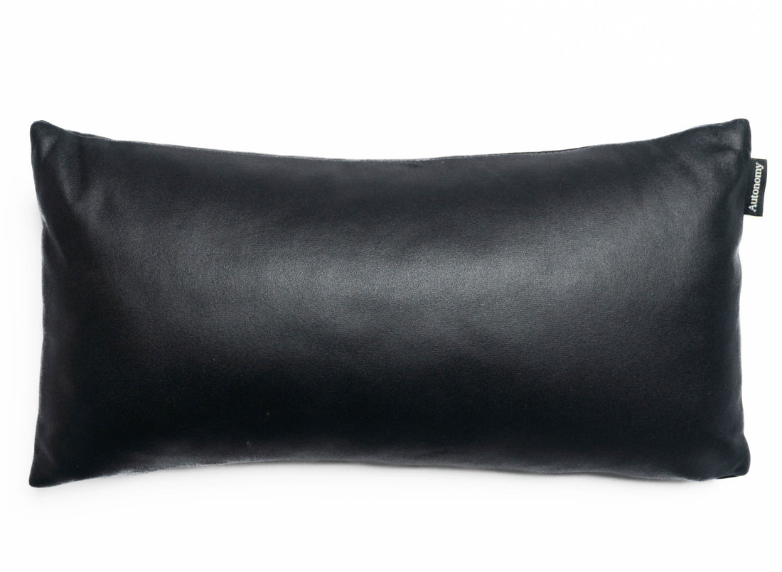 Autonomy vegan leather lumbar cushion pillow pictured