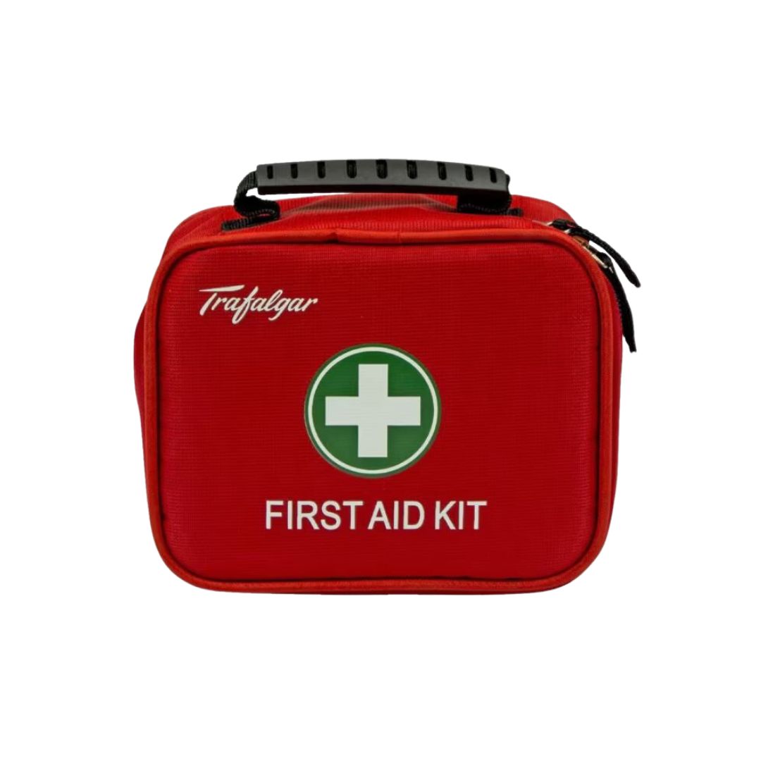 trafalgar red first aid kit pictured on a white background